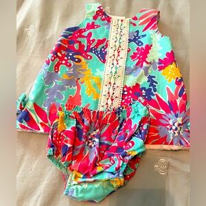 Top & bloomers set. Lilly Pulitzer 12-18 mo. Coral pattern. Cotton